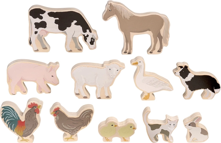 Micki animale din lemn pentru fermă – set de 11 figurine