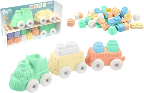 Set de construit trenuleț cu cuburi Play&Squish