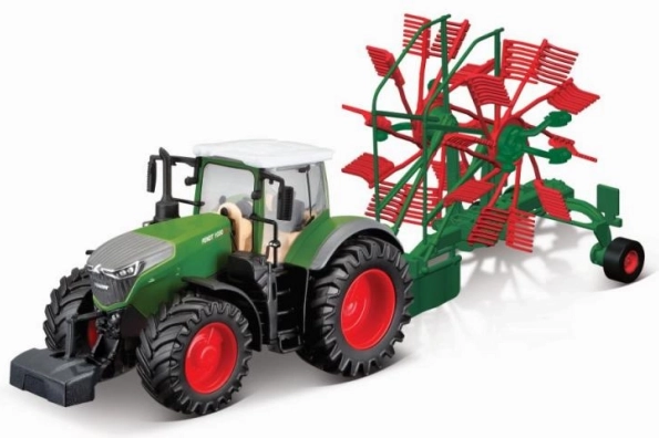 Bburago 10cm Tractor agricol cu motor inerțial cu remorcă Fendt 1050 Vario