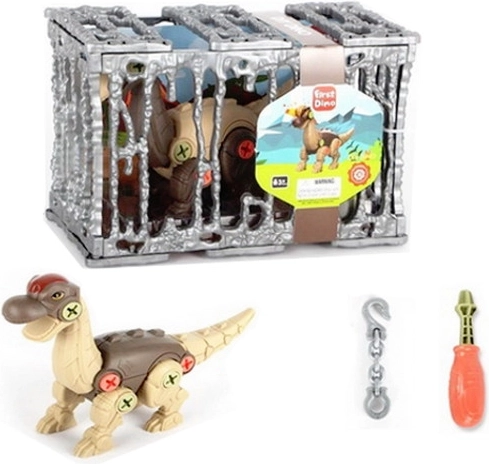 Set de construcție dinozaur cu șuruburi în cușcă