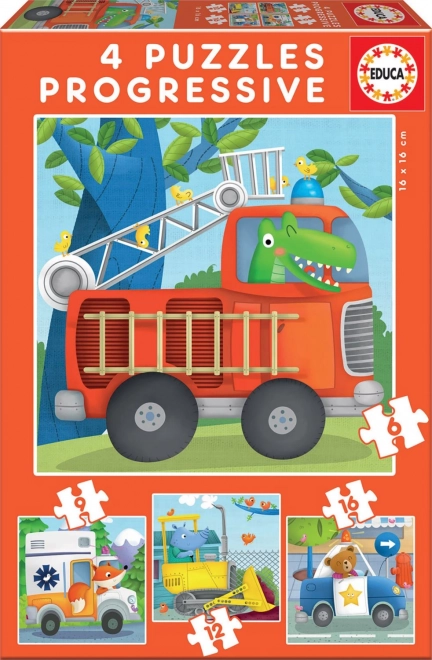 Educa puzzle Salvatori de animale 4în1 (6, 9, 12, 16 piese)