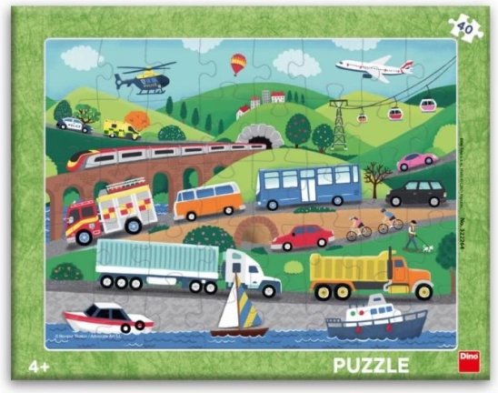 Puzzle de hârtie Dino - Mijloace de transport, 40 piese