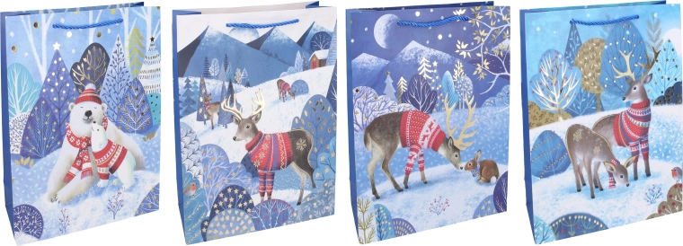 Pungă cadou de Crăciun M 26 × 32 × 10 cm - 1 bucată