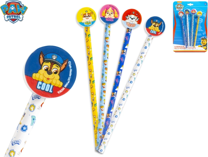 Set de creioane cu radieră PAW PATROL, 4 buc, HB