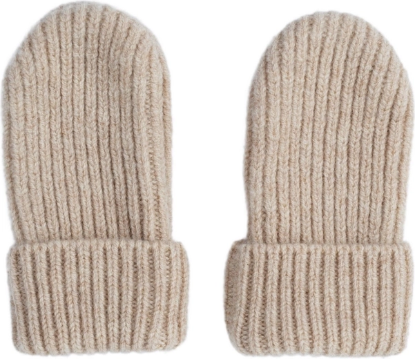 Mănuși tricotate Lodger din merino, bej, 1–2 ani