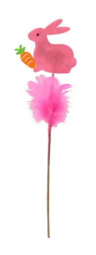 Iepuraș de Paște pe bețișor cu pufulețe 29 cm