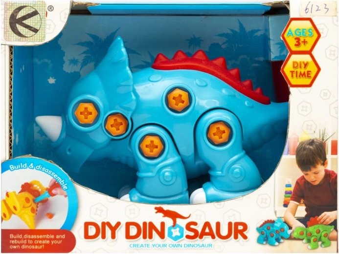 Dinozaur colorat de asamblat cu șuruburi - 1 bucată