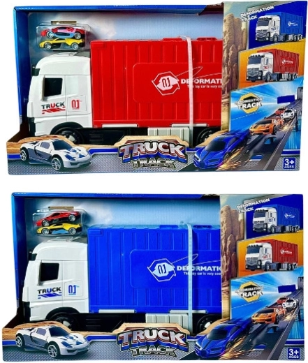 Camion pentru copii cu pistă de curse pliabilă și mașinuțe mini