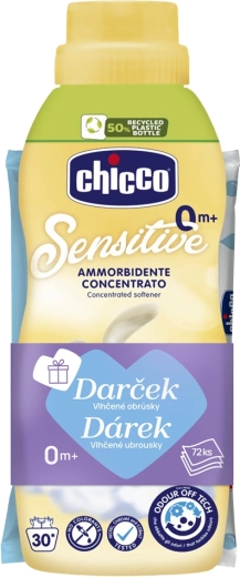 Chicco balsam de rufe Baby Sensitive Mângâiere delicată 750 ml + șervețele umede 72 buc gratuit