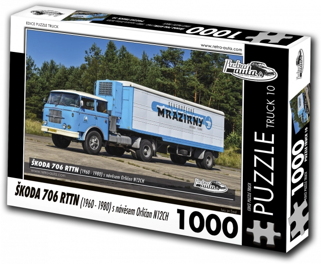 Puzzle Retro-auta Škoda 706 RTTN cu remorcă Orličan N12CH 1000 piese