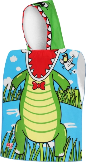 Poncho pentru copii din microfibră cu glugă NILS Aqua Crocodile