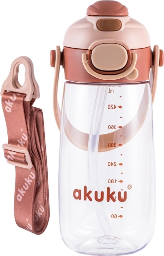 Sticlă școlară cu pai Akuku 480 ml mocha