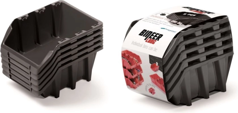 Set de cutii de depozitare Bineer Long, 5 buc., 198×118×155 mm, negru