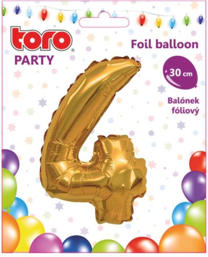 Balon folie cifră 4, 30 cm, auriu TORO