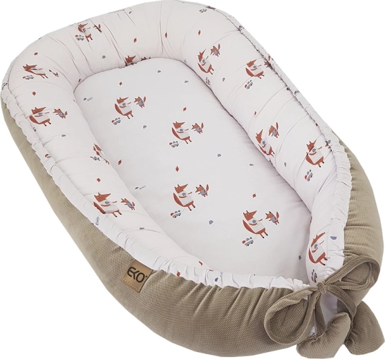 Cuib EKO pentru bebeluș din bumbac și catifea (velvet) Fox 90 × 60 cm