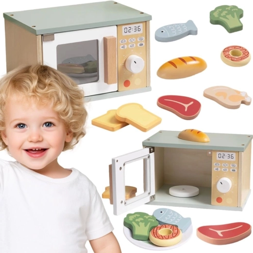 Cuptor cu microunde din lemn cu alimente TOOKY TOY