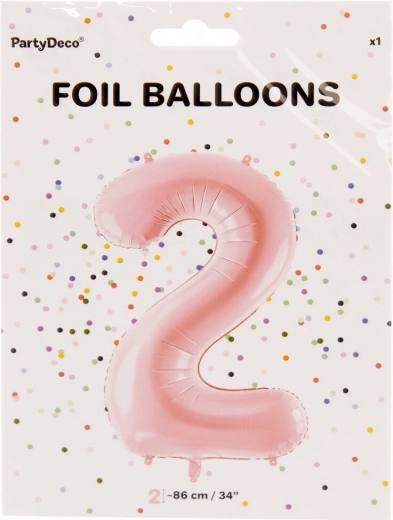 Balon din folie cifra 2, roz, 86 cm
