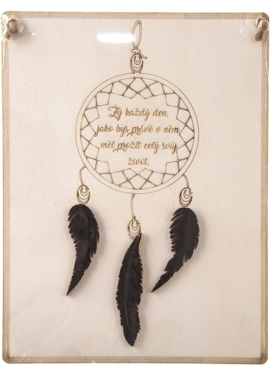 Plăcuță din lemn cu mesaj motivațional „Trăiește fiecare…” 20 × 27 cm