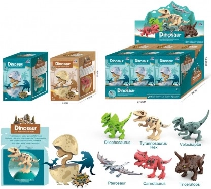 Dinozaur de înșurubat în ou – set de construcție din plastic, 13 cm, 2 variante