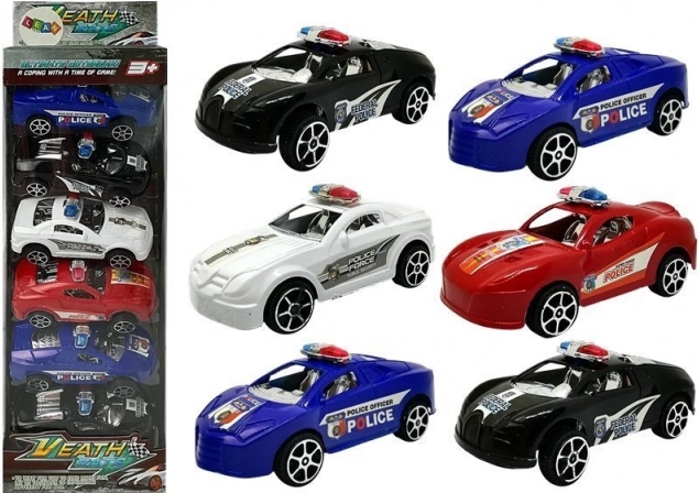 Set de mașinuțe de poliție cu mecanism inerțial, 6 buc.