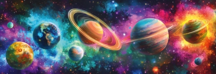 Puzzle panoramic Coloratele planete 150 piese DINO