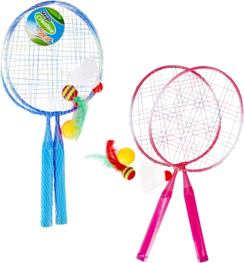 Set de badminton pentru copii – rachete metalice, coșuleț și mingi