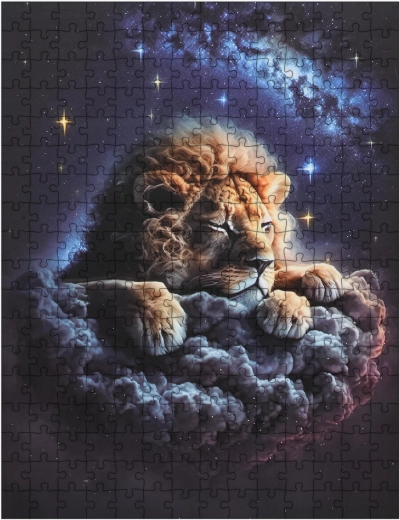 Puzzle pentru copii cu leul în nori, 300 de piese