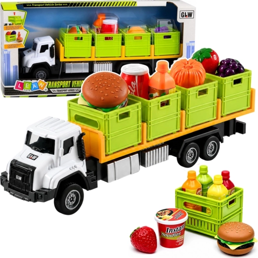 Camion de transport cu remorcă și alimente 1:55 verde