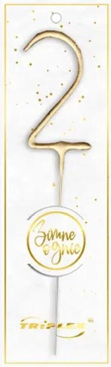 Scânteietoare cifra 2, 16,5 cm, auriu