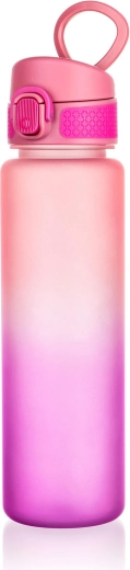 Sticlă sport pentru apă 750 ml mov‑roz cu capac blocabil
