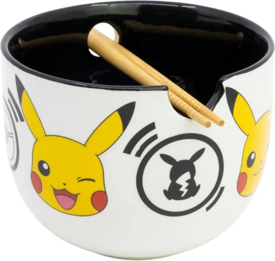 Bol ramen Pokémon cu bețișoare Black Logos în cutie cadou - 1 bucată