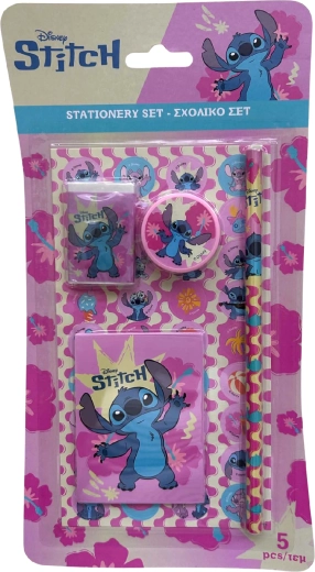 Set de scris din cinci piese Lilo & Stitch, roz