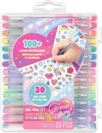 Set de 30 de pixuri cu gel cu autocolante