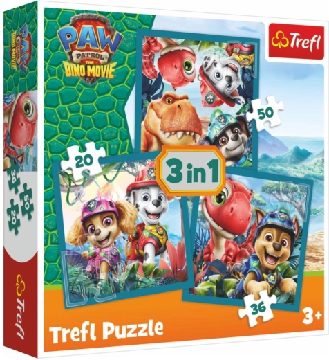 Puzzle 3 în 1 Patrula Cățelușilor Paw Patrol Dino Movie Insula Dinozaurilor