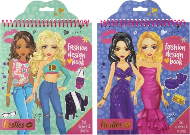 Carte de modă pentru design Besties cu autocolante și șabloane