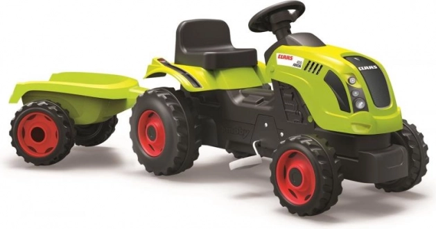 Tractor cu pedale CLAAS cu remorcă verde