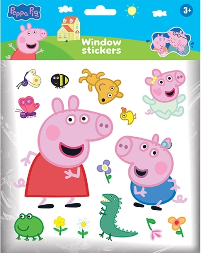 Autocolante statice pentru ferestre cu Purcelușa Peppa
