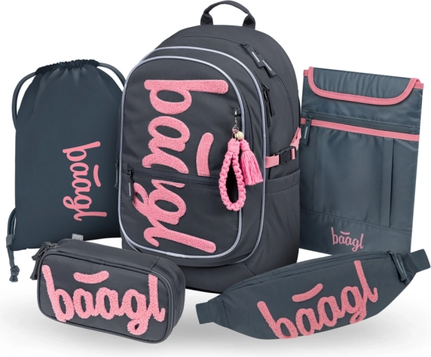 Set BAAGL Core Logo roz – rucsac, penar, săculeț, borsetă și husă pentru laptop (GRS)