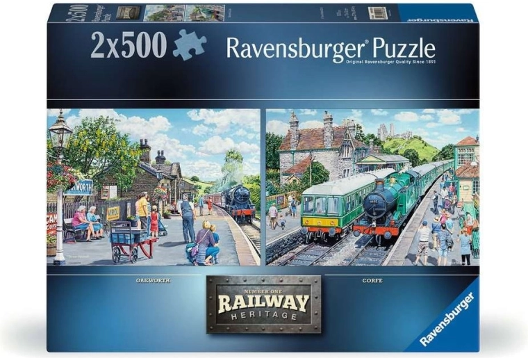 Puzzle Ravensburger Railway Heritage nr. 1: Oakworth & Corfe 2×500 piese