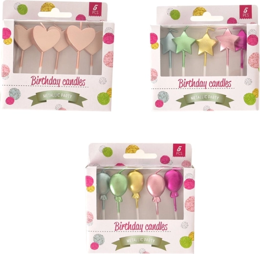 Lumânări pentru tort 6 cm, 5 buc (mix 3 modele)