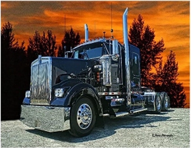 Pictură cu diamante – camion la apus 30 × 40 cm