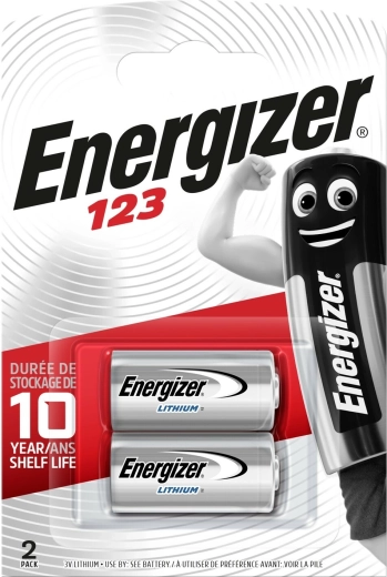 Baterii litiu ENERGIZER 123 CR123A 3 V, 2 buc.