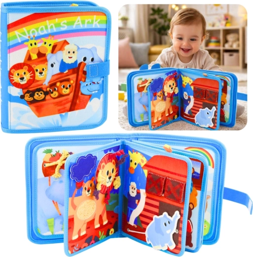 Carte senzorială din fetru Arca lui Noe 3D pentru copii