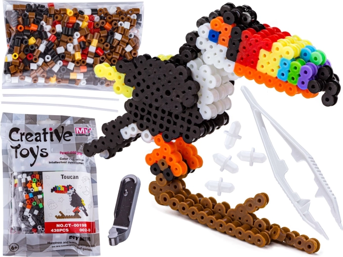 Mărgele de călcat 3D tucan – set creativ în punguță