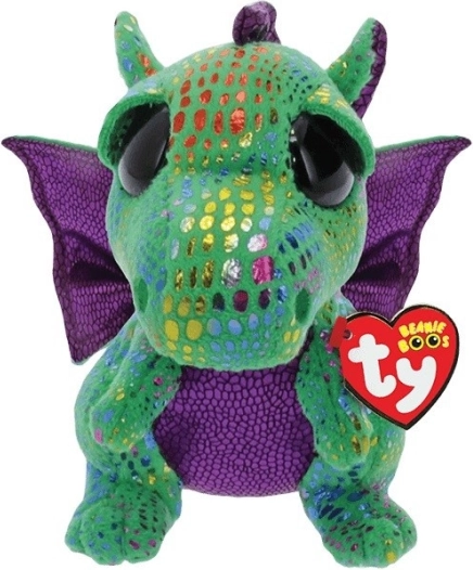 Ty Beanie Boos dragon de pluș Cinder, verde, 42 cm