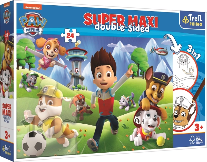 Puzzle dublă față Patrula Cățelușilor: Aventuri super maxi 24 piese