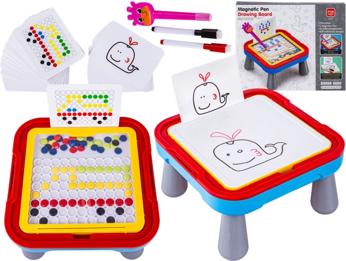 Tablă educativă magnetică și ștergabilă 2în1 cu măsuță și stilou