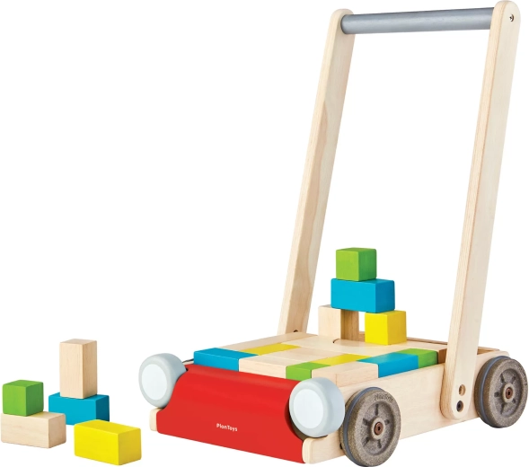 Premergător din lemn PlanToys cu cuburi