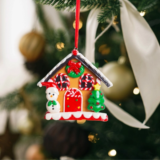 Decorațiune magnetică de Crăciun 2 în 1, căsuță din turtă dulce cu om de zăpadă