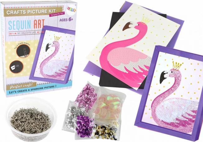 Kit creativ DIY Paiete ace Ramă Flamingo